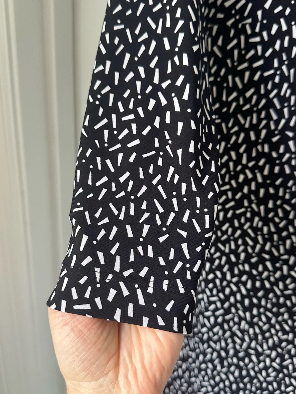 Evan Picone Black and White Printed Twist-Bust Midi Dress